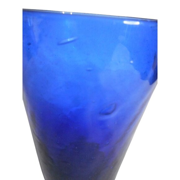 Vintage Handblown Rib Optic Cobalt Blue Glass or Vase Estate Find - Picture 2 of 5